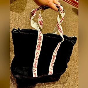 Victoria Secret Black tote pocketbook shoulder bag signature strap gorgeous